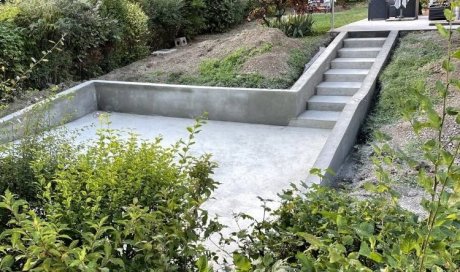 Entreprise pour le coulage de dalle béton pour terrasse avec escalier à Meylan